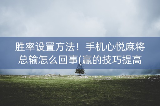 胜率设置方法！手机心悦麻将总输怎么回事(赢的技巧提高胜率)