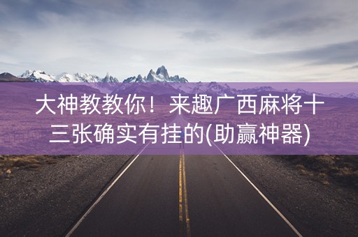大神教教你！来趣广西麻将十三张确实有挂的(助赢神器)