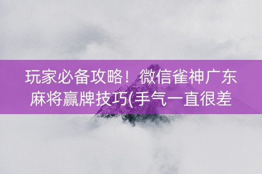 玩家必备攻略！微信雀神广东麻将赢牌技巧(手气一直很差)