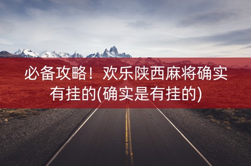 必备攻略！欢乐陕西麻将确实有挂的(确实是有挂的)