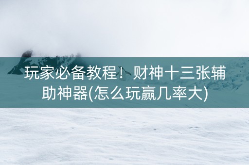 玩家必备教程！财神十三张辅助神器(怎么玩赢几率大)