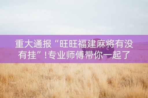 重大通报“旺旺福建麻将有没有挂”!专业师傅带你一起了解（详细教程）-抖音