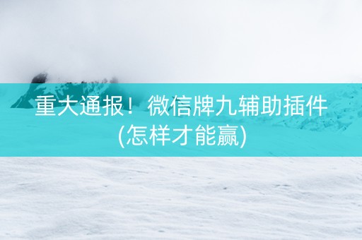 重大通报！微信牌九辅助插件(怎样才能赢)