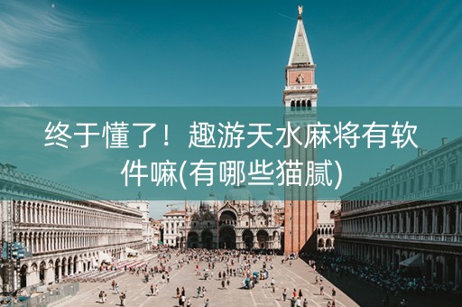 终于懂了！趣游天水麻将有软件嘛(有哪些猫腻)