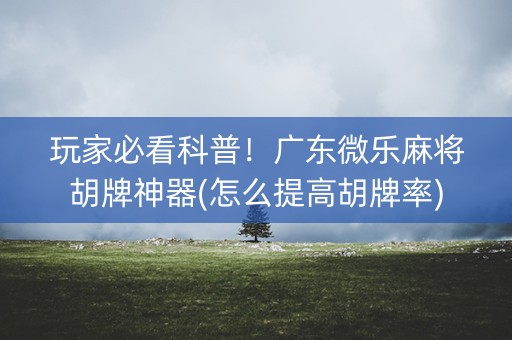 玩家必看科普！广东微乐麻将胡牌神器(怎么提高胡牌率)