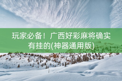 玩家必备！广西好彩麻将确实有挂的(神器通用版)