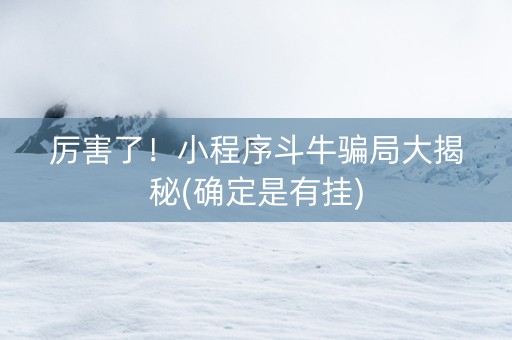 厉害了！小程序斗牛骗局大揭秘(确定是有挂)