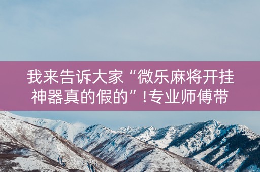 我来告诉大家“微乐麻将开挂神器真的假的”!专业师傅带你一起了解（详细教程）-抖音