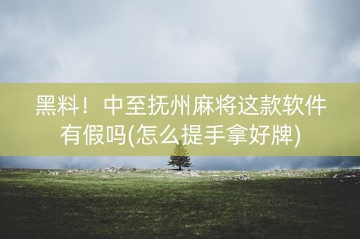 黑料！中至抚州麻将这款软件有假吗(怎么提手拿好牌)