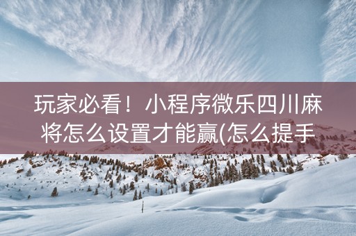 玩家必看！小程序微乐四川麻将怎么设置才能赢(怎么提手拿好牌)