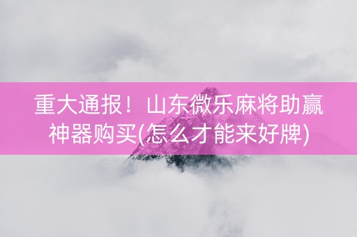 重大通报！山东微乐麻将助赢神器购买(怎么才能来好牌)