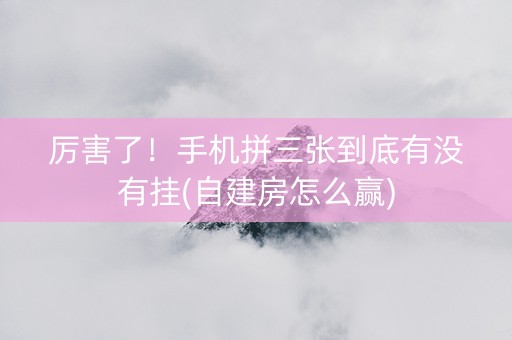 厉害了！手机拼三张到底有没有挂(自建房怎么赢)