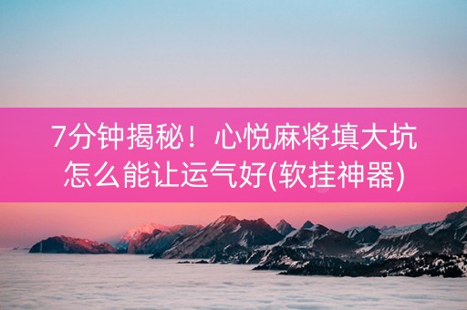 7分钟揭秘！心悦麻将填大坑怎么能让运气好(软挂神器)