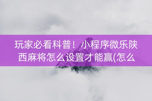 玩家必看科普！小程序微乐陕西麻将怎么设置才能赢(怎么打容易赢)