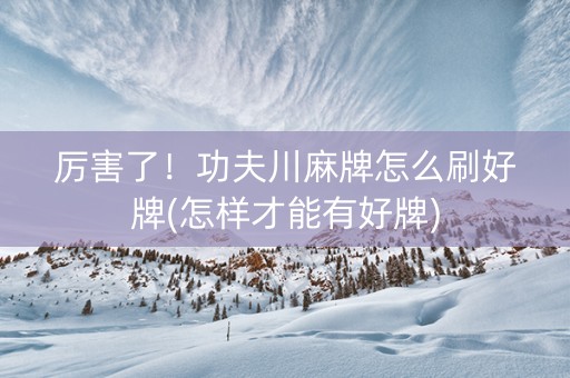 厉害了！功夫川麻牌怎么刷好牌(怎样才能有好牌)