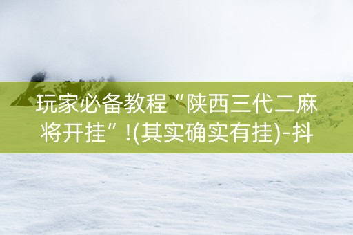 玩家必备教程“陕西三代二麻将开挂”!(其实确实有挂)-抖音