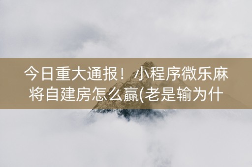 今日重大通报！小程序微乐麻将自建房怎么赢(老是输为什么)