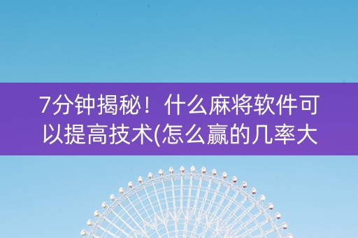 7分钟揭秘！什么麻将软件可以提高技术(怎么赢的几率大)