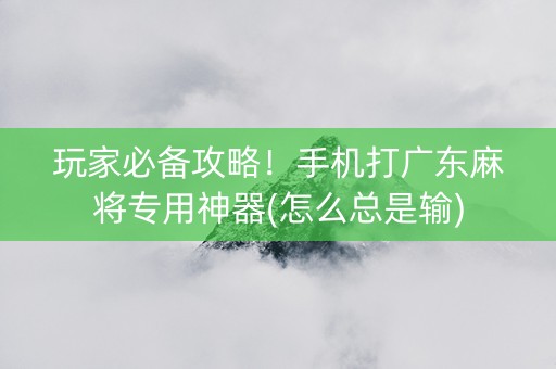 玩家必备攻略！手机打广东麻将专用神器(怎么总是输)