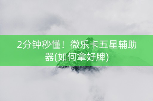 2分钟秒懂！微乐卡五星辅助器(如何拿好牌)