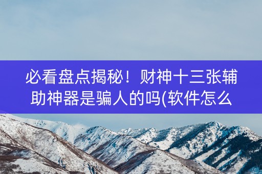 必看盘点揭秘！财神十三张辅助神器是骗人的吗(软件怎么打赢)