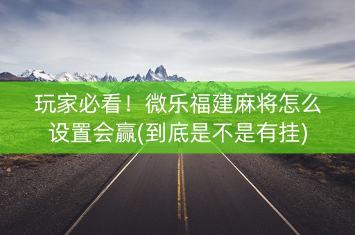 玩家必看！微乐福建麻将怎么设置会赢(到底是不是有挂)