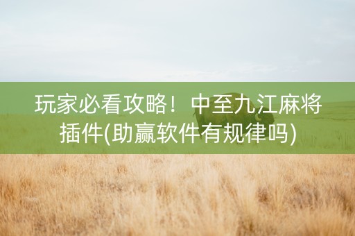 玩家必看攻略！中至九江麻将插件(助赢软件有规律吗)