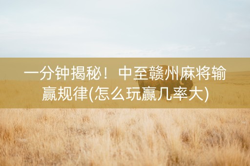 一分钟揭秘！中至赣州麻将输赢规律(怎么玩赢几率大)