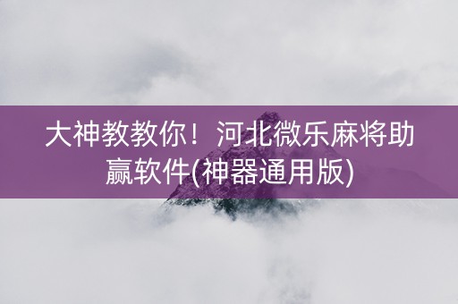 大神教教你！河北微乐麻将助赢软件(神器通用版)
