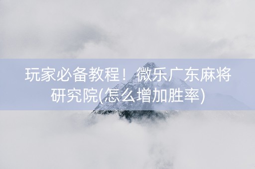 玩家必备教程！微乐广东麻将研究院(怎么增加胜率)