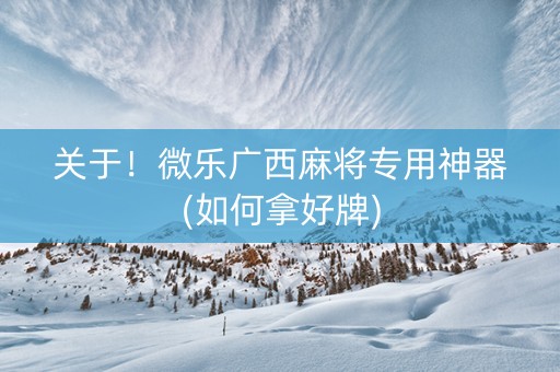 关于！微乐广西麻将专用神器(如何拿好牌)