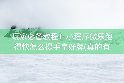 玩家必备教程！小程序微乐跑得快怎么提手拿好牌(真的有挂确实有挂)