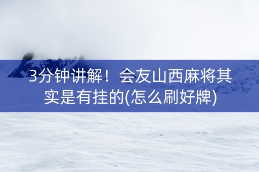 3分钟讲解！会友山西麻将其实是有挂的(怎么刷好牌)