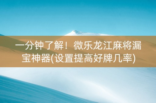 一分钟了解！微乐龙江麻将漏宝神器(设置提高好牌几率)