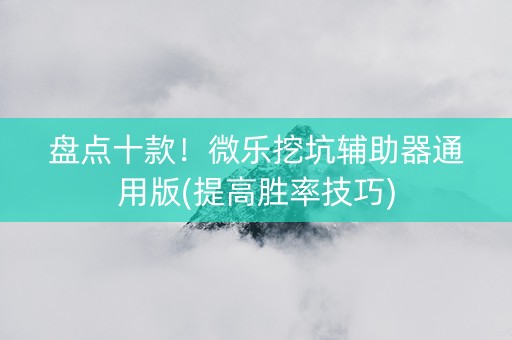 盘点十款！微乐挖坑辅助器通用版(提高胜率技巧)