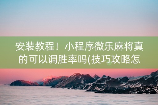 安装教程！小程序微乐麻将真的可以调胜率吗(技巧攻略怎样拿好牌)