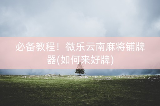 必备教程！微乐云南麻将铺牌器(如何来好牌)