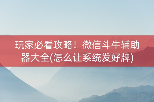 玩家必看攻略！微信斗牛辅助器大全(怎么让系统发好牌)