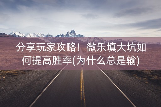 分享玩家攻略！微乐填大坑如何提高胜率(为什么总是输)
