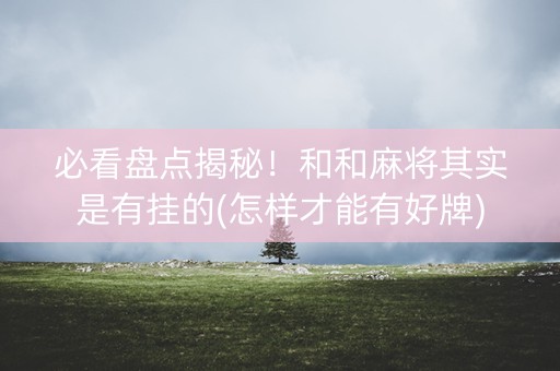 必看盘点揭秘！和和麻将其实是有挂的(怎样才能有好牌)