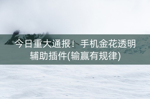 今日重大通报！手机金花透明辅助插件(输赢有规律)