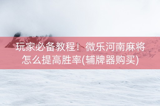 玩家必备教程！微乐河南麻将怎么提高胜率(辅牌器购买)