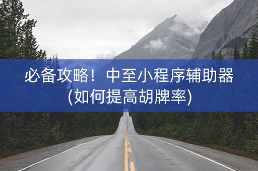 必备攻略！中至小程序辅助器(如何提高胡牌率)