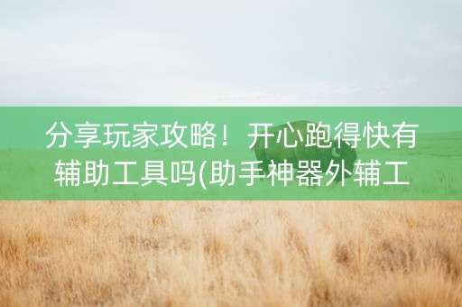 分享玩家攻略！开心跑得快有辅助工具吗(助手神器外辅工具)