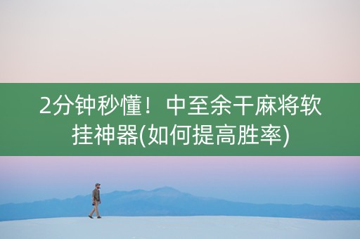 2分钟秒懂！中至余干麻将软挂神器(如何提高胜率)