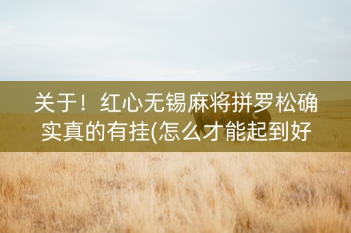 关于！红心无锡麻将拼罗松确实真的有挂(怎么才能起到好牌)