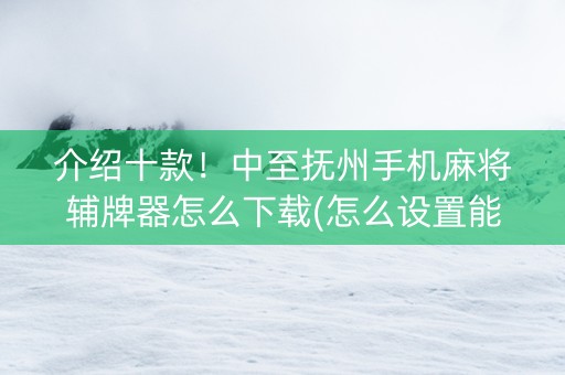 介绍十款！中至抚州手机麻将辅牌器怎么下载(怎么设置能有好牌)