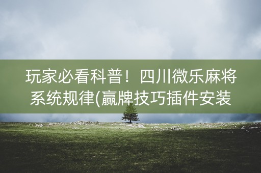 玩家必看科普！四川微乐麻将系统规律(赢牌技巧插件安装)