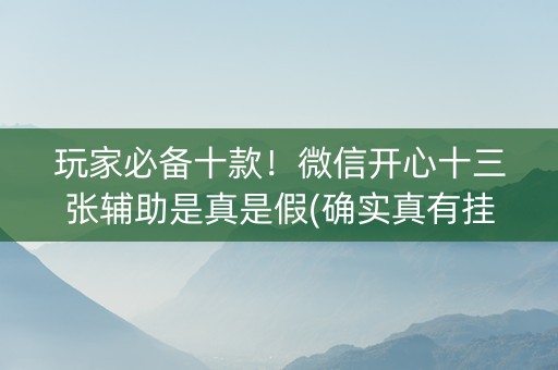 玩家必备十款！微信开心十三张辅助是真是假(确实真有挂)