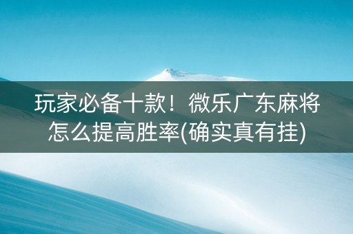 玩家必备十款！微乐广东麻将怎么提高胜率(确实真有挂)